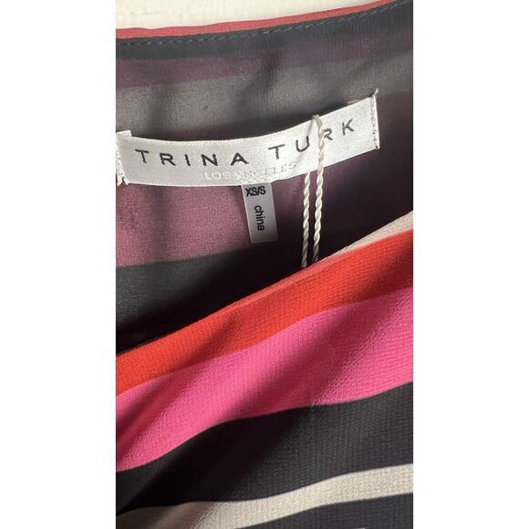 Trina Turk Mouvedre Geometric Colorful Kimono Sleeve Boho Blouse Size XS/S NEW - Picture 6 of 9